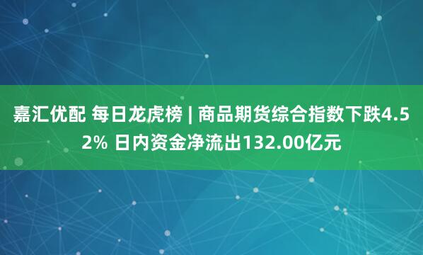 嘉汇优配 每日龙虎榜 | 商品期货综合指数下跌4.52% 日内资金净流出132.00亿元